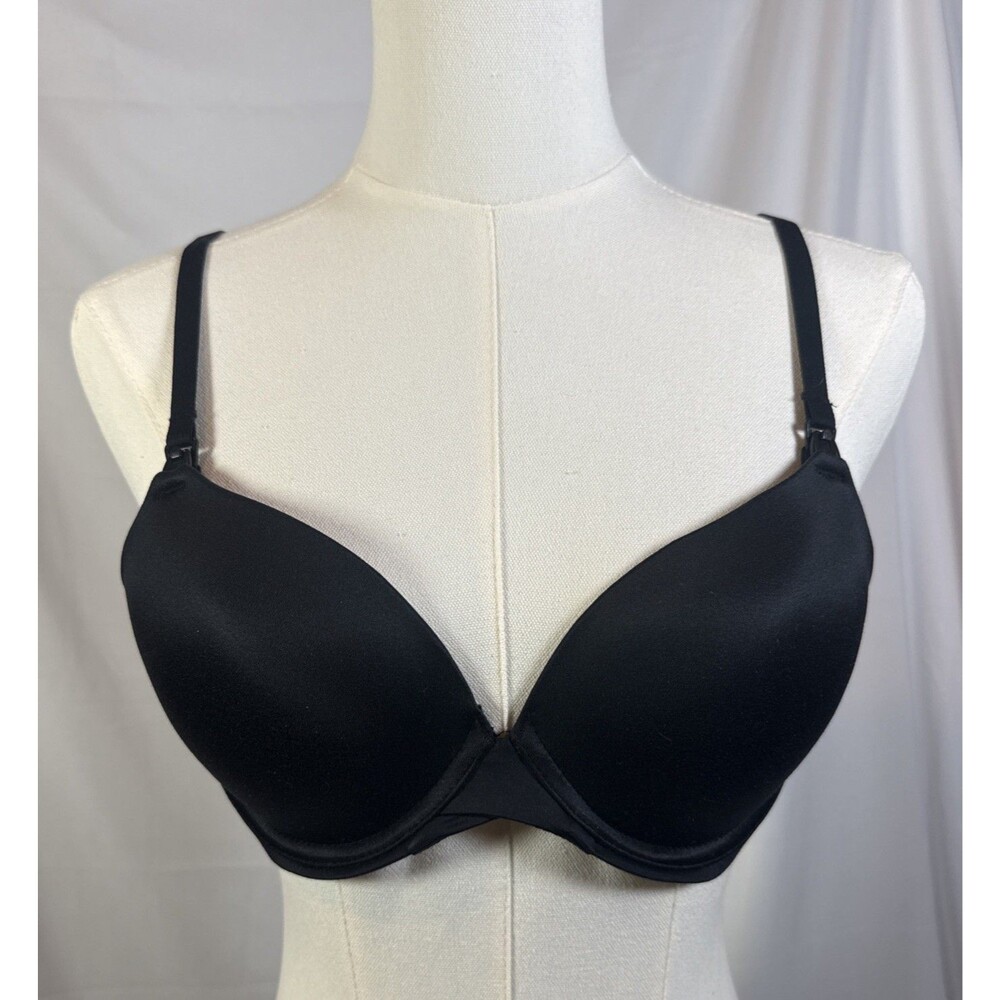 Auden Wirefree Nursing Bra Black Lightly Lined Nursing Clips Adjustable Size 34B